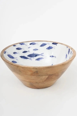 Enameled Wooden Bowl